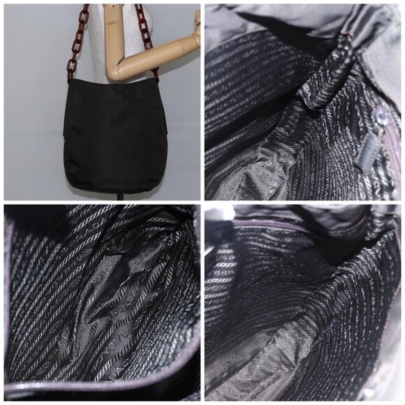 PRADA Chain Shoulder Bag Nylon Brown Auth - Picture 16 of 16
